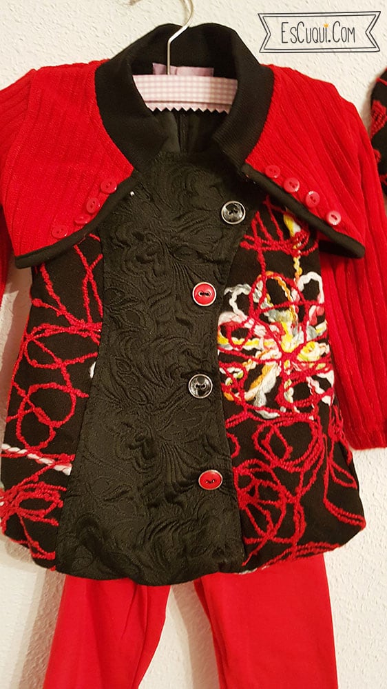 conjunto bebe boina chaqueta vestido desigual leggins