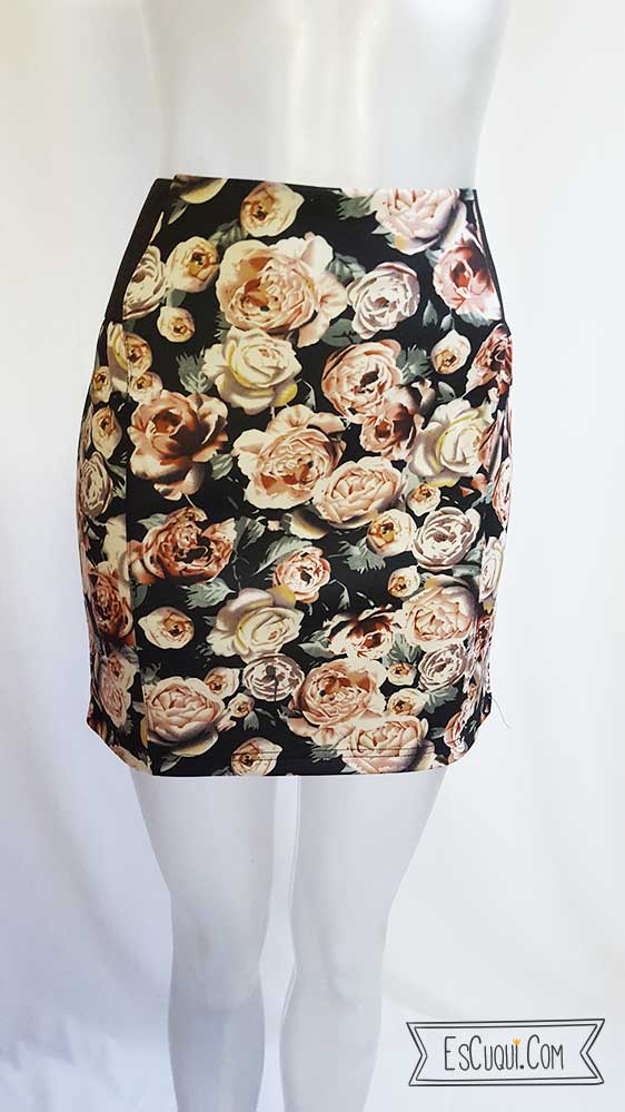 falda corta flores elastica cintura goma