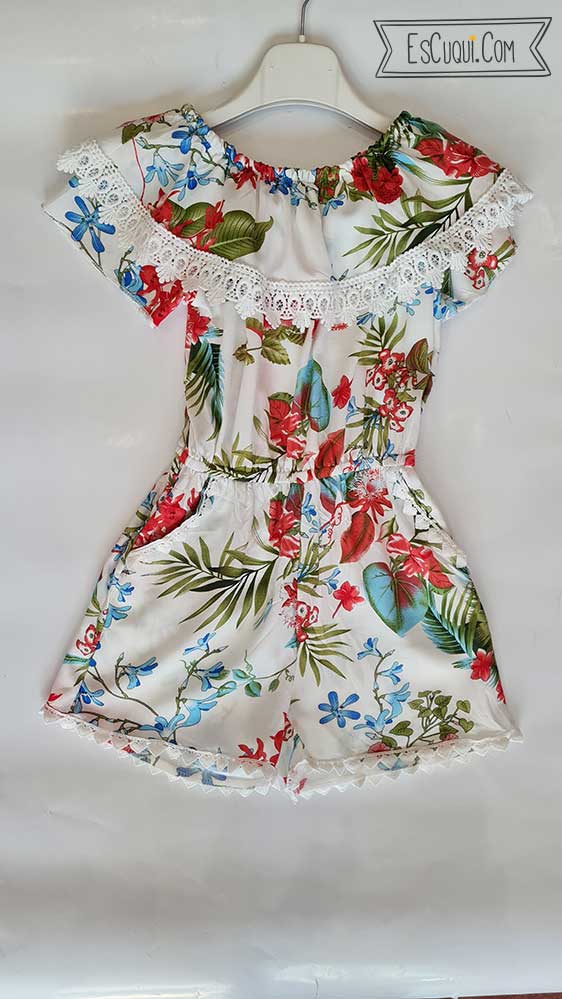 mono corto niña flores fresquito