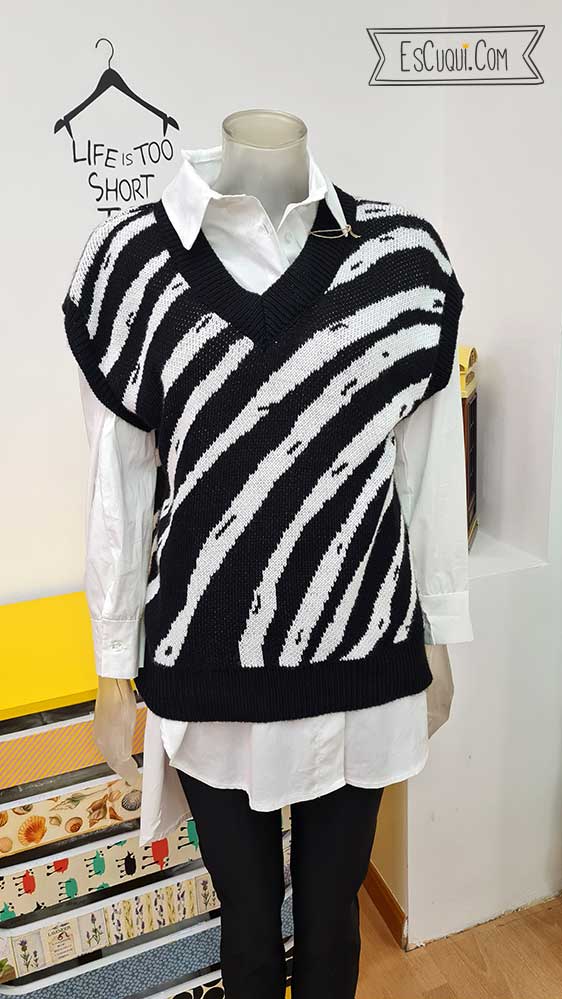 chaleco cebra punto animal print