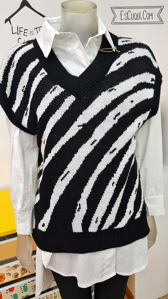 chaleco cebra punto animal print