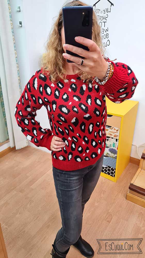 jersey rojo leopardo animal print