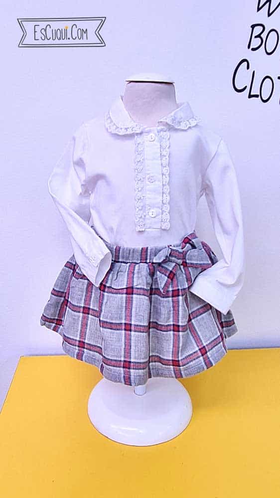 conjunto niña bebe 12 meses falda cuadros