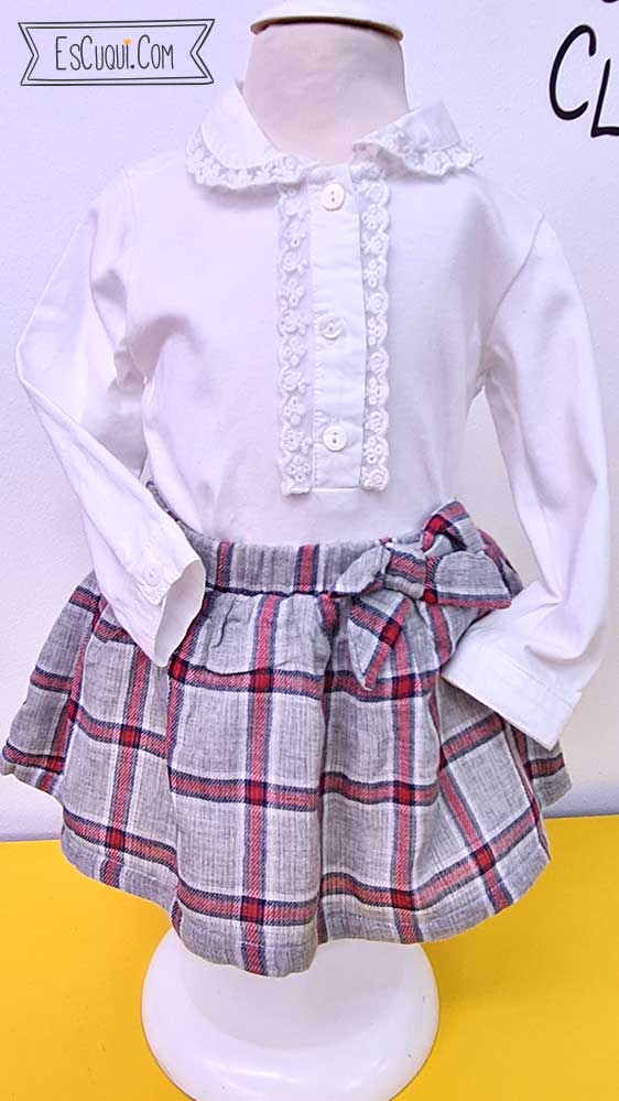 conjunto niña bebe 12 meses falda cuadros