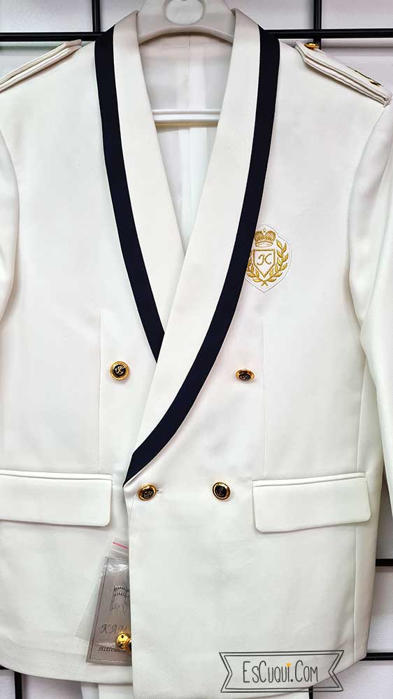 traje cruzado comunion niño marfil