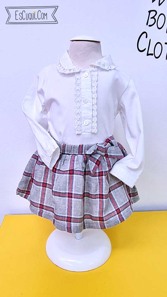 conjunto niña bebe 12 meses falda cuadros