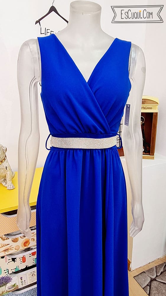 vestido largo escote cruzado
