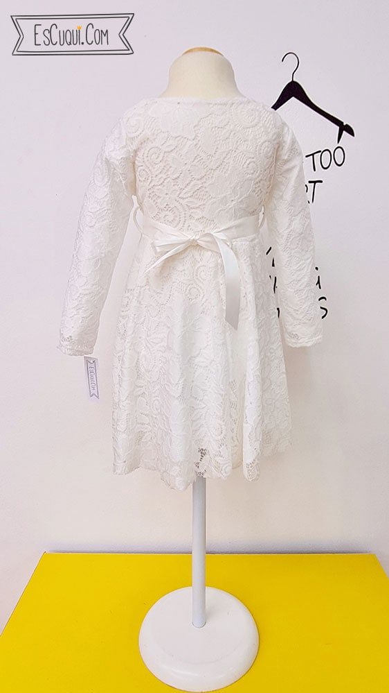 vestido blanco fiesta niña manga larga