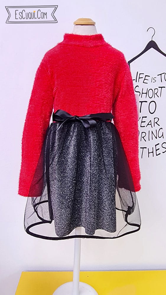 vestido rojo y negro niña