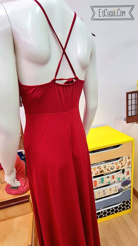 vestido largo escotado halter fiesta color vino