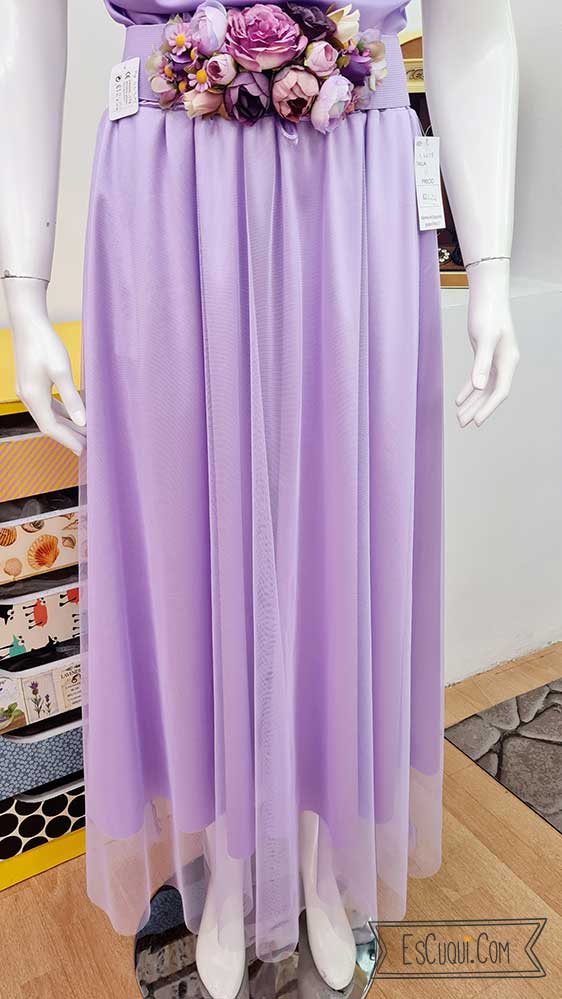 falda fiesta tul larga lila