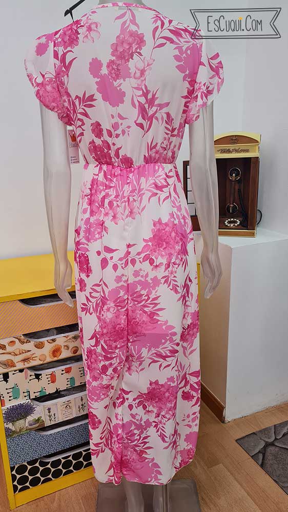 vestido fiesta flores gasa volantes