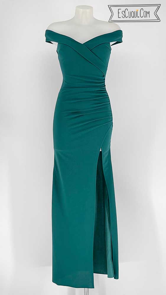 vestido corte sirena fiesta escote barco