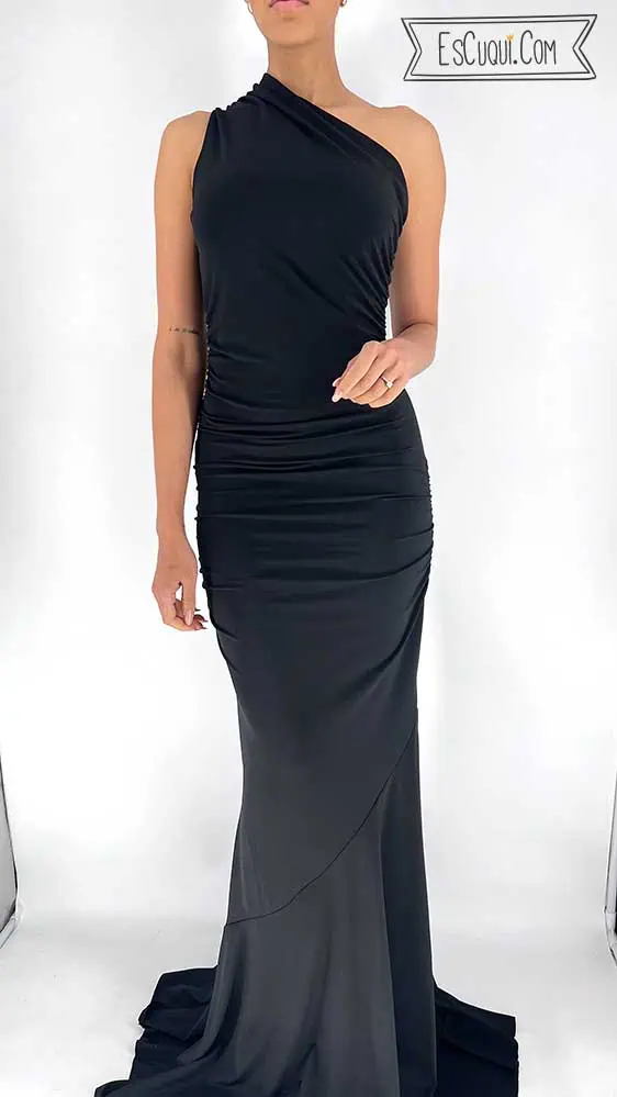 vestido corte sirena graduacion hombro al aire