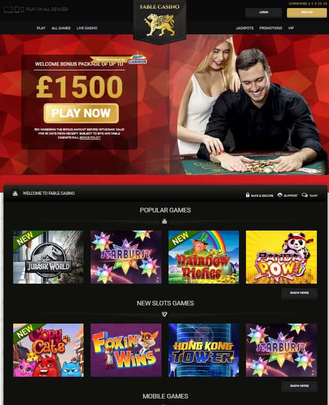 Fable Casino Free Bonus Spins