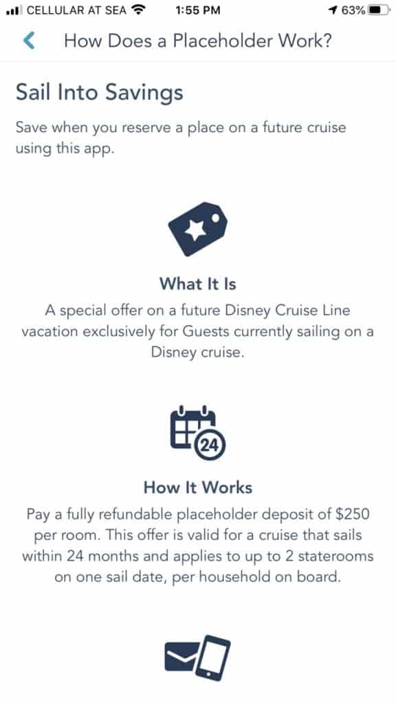 Using the app to book a placeholder