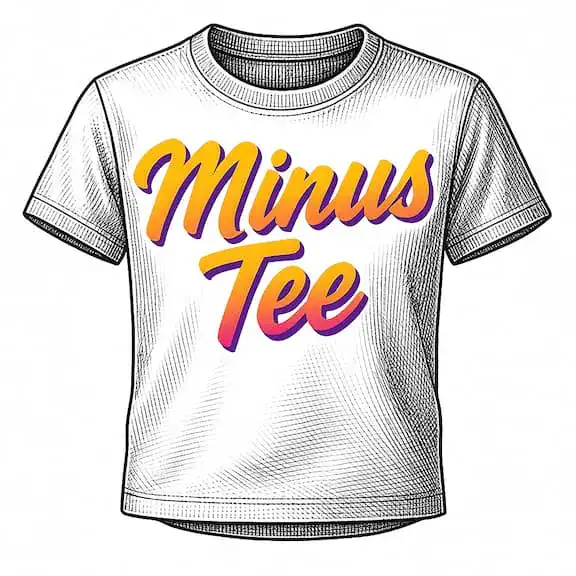 A hand drawing of a Minus Tee, with the title text in front of the image