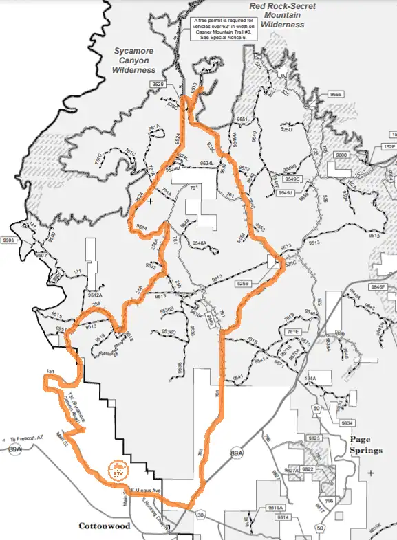 Overview map of Shamans cave trail from Vortex ATV Rental