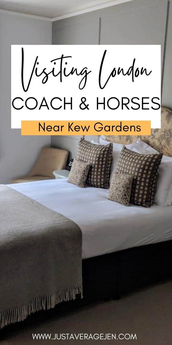 Pinterest pin of bedroom in Coach and Horses in Kew
