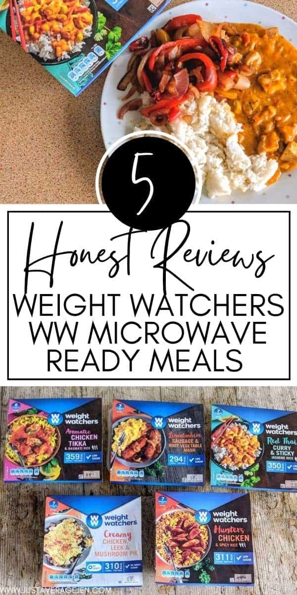 Pinterest pin of Weight Watchers WW microwave ready meals