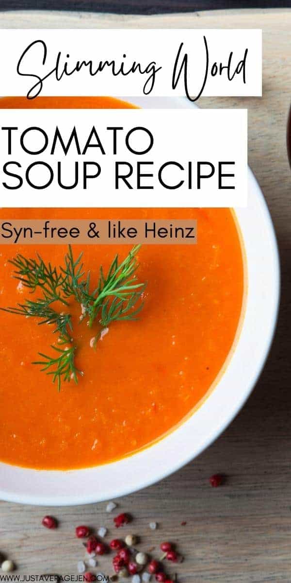 Pinterest pin of Slimming World tomato soup recipe