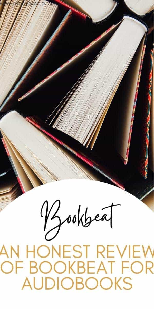 Pinterest pin of closeup of books