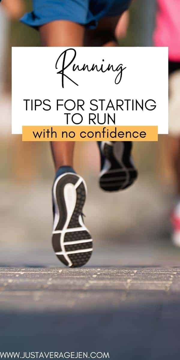 Pinterest pin running with white and black trainers stepping off ground