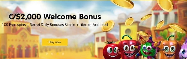 €/$2000 welcome bonus with 100 free spins for new players 