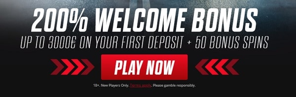 200% bonus and 50 free spins 