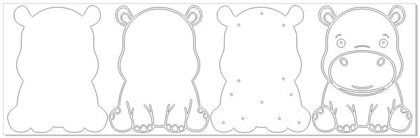 Ночник "Бегемотик" – Многослойный чертеж в dxf формате