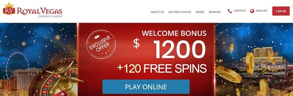 Royal Vegas Welcome Bonus $1200 and 120 free spins