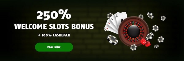 250% welcome bonus + 100% cashback