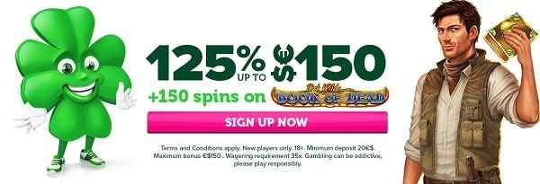 150 free spins exclusive bonus to CasinoLuck