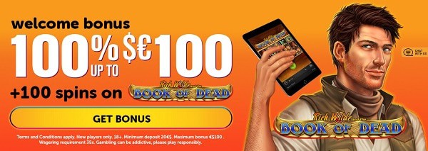 100% extra and 100 free spins for new players