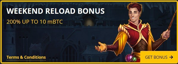 Weekend Reload Bonus: 200% up to 10 mBTC