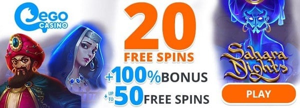 20 free spins + 100% bonus + 50 gratis spins