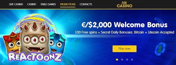 24KCasino.com Welcome Bonus Pack