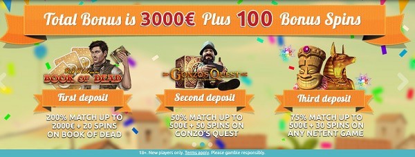 Welcome Bonus: 3000 EUR and 100 Free Spins