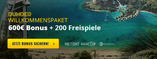 Dunder Casino 20 free spins no deposit bonus