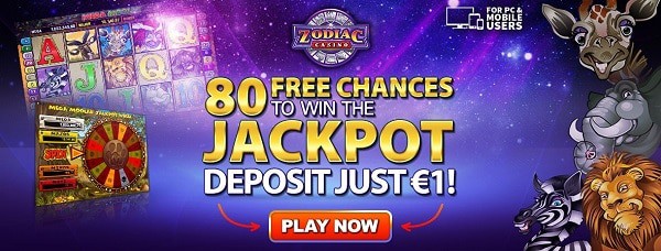 Zodiac Casino 80 free spins bonus