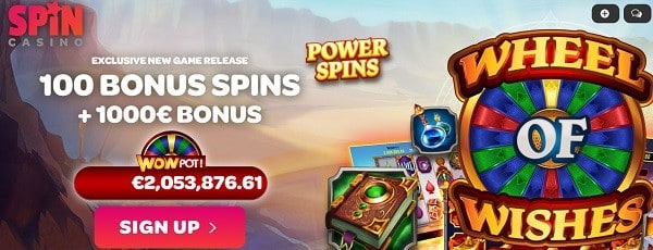 Spin Casino 100 free spins welcome bonus