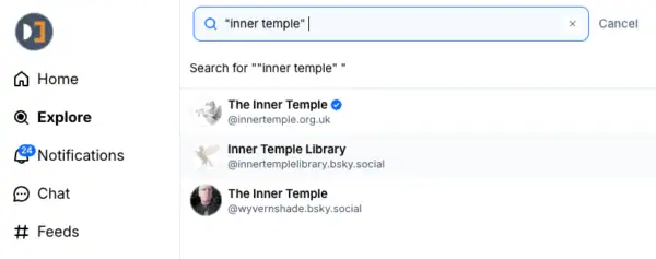 Bluesky Inner Temple search
