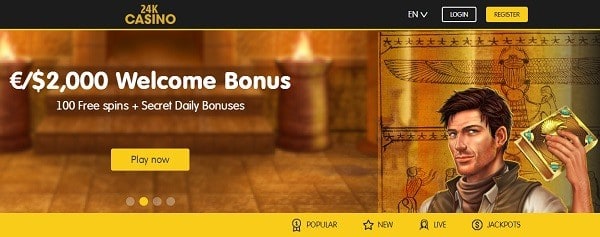 24K welcome bonus and free spins