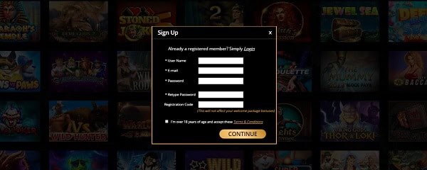 Dons Casino registration form