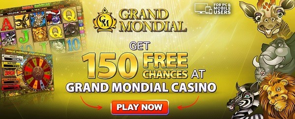 Grand Mondial Casino 150 free spins on Mega Moolah jackpot