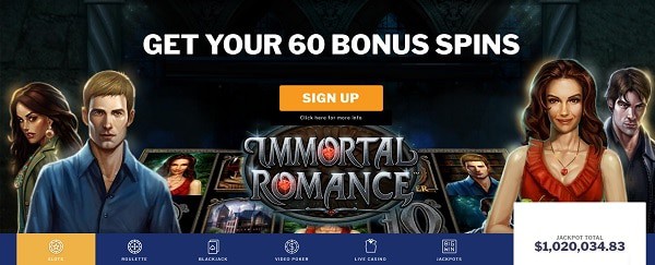 60 Free Spins on Immortal Romance