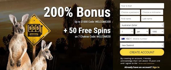 200% bonus and 50 free spins 