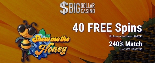 40 free spins and 240% match bonus 