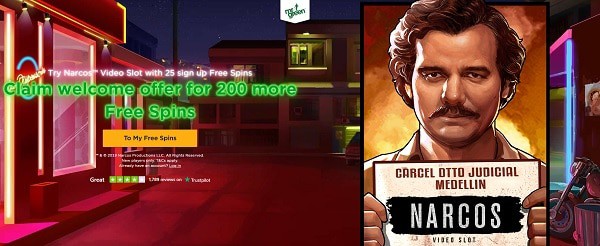 25 free spins on Narcos, no deposit required