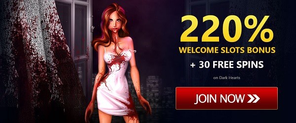 220% bonus + 30 free spins 